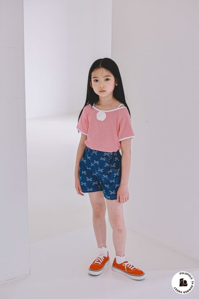 Pulupulu - Korean Children Fashion - #kidsshorts - Ribbon Denim Shorts - 4