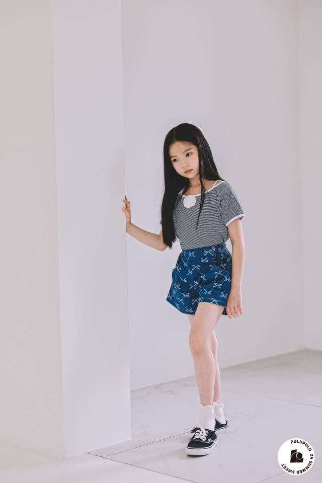 Pulupulu - Korean Children Fashion - #kidzfashiontrend - Ribbon Denim Shorts - 5