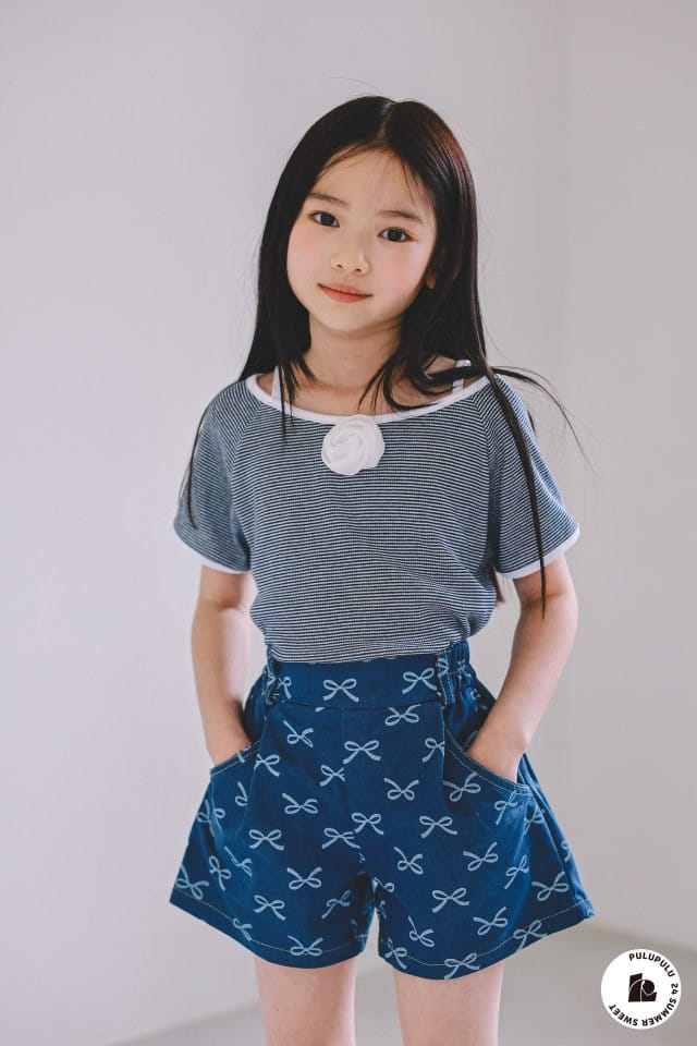 Pulupulu - Korean Children Fashion - #littlefashionista - Ribbon Denim Shorts - 7