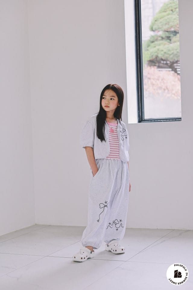 Pulupulu - Korean Children Fashion - #littlefashionista - Ribbon Embroidery Jogger Pants - 6