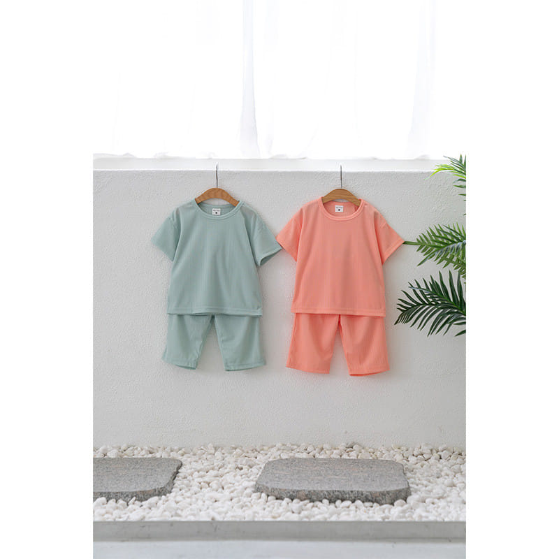 Raykids - Korean Children Fashion - #childofig - Chalrang Short Sleeve Top Bottom Set - 2