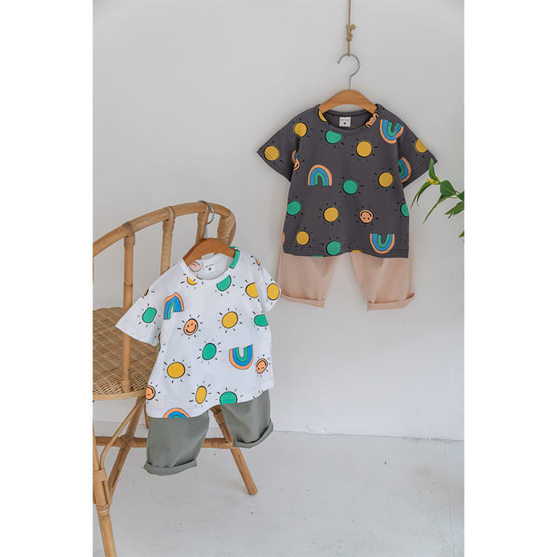 Raykids - Korean Children Fashion - #minifashionista - Rainbow Natural Top Bottom Set