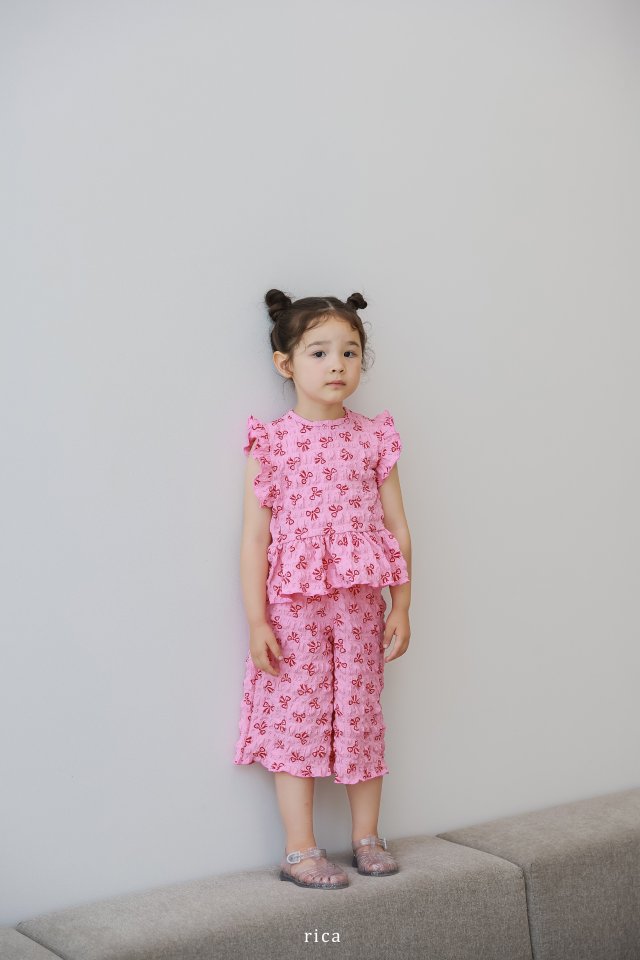 Rica - Korean Children Fashion - #childrensboutique - Wa Sha Ribbon Top Bottom Set - 3