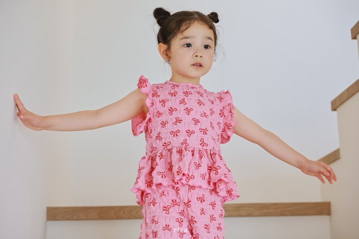 Rica - Korean Children Fashion - #kidzfashiontrend - Wa Sha Ribbon Top Bottom Set - 9
