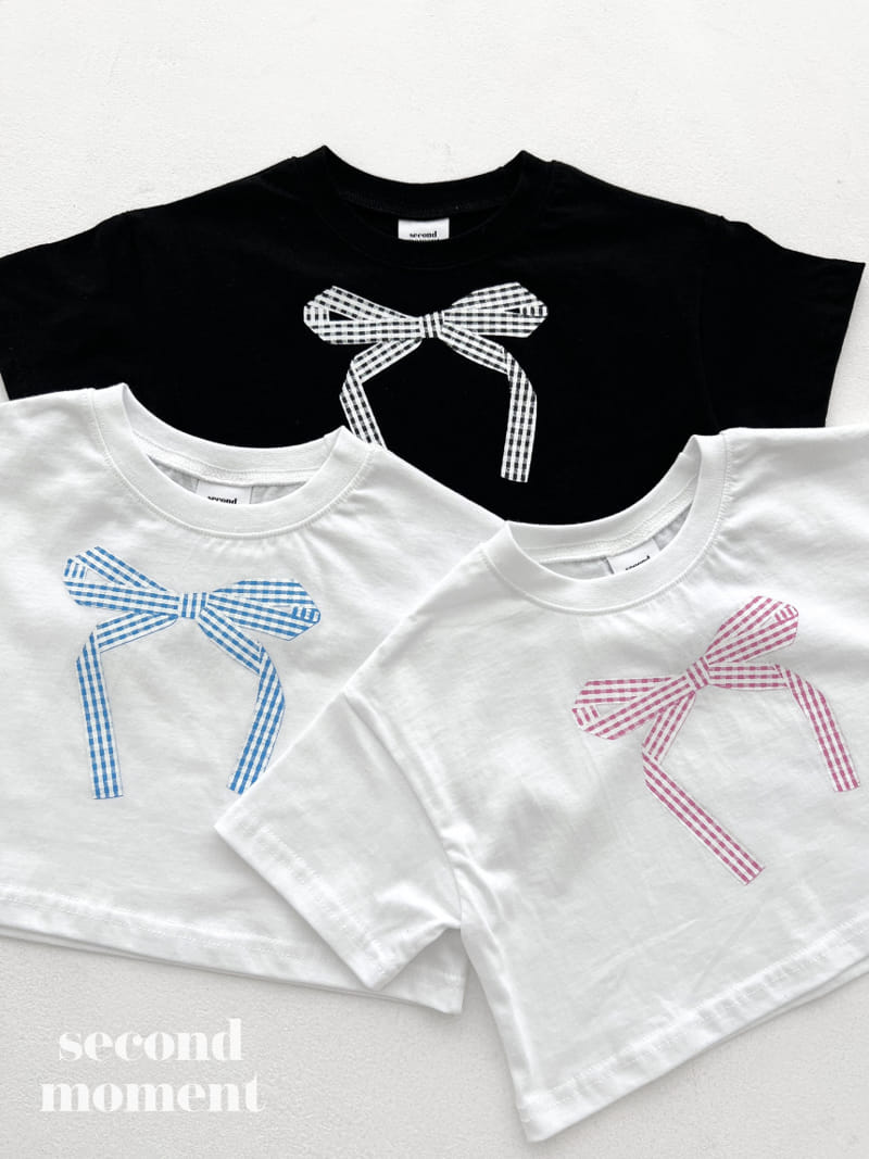 Second moment - Korean Children Fashion - #designkidswear - Check Ribbon Tee