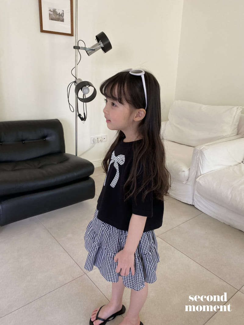 Second moment - Korean Children Fashion - #kidzfashiontrend - Check Ribbon Tee - 6