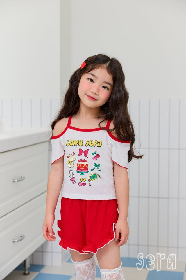 Sera - Korean Children Fashion - #kidzfashiontrend - Love Cap Sleeveless Top Bottom Set - 4