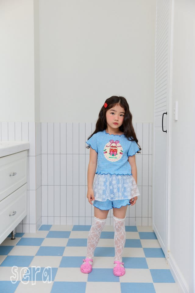 Sera - Korean Children Fashion - #childofig - Check Sha Pants Top Bottom Set - 9