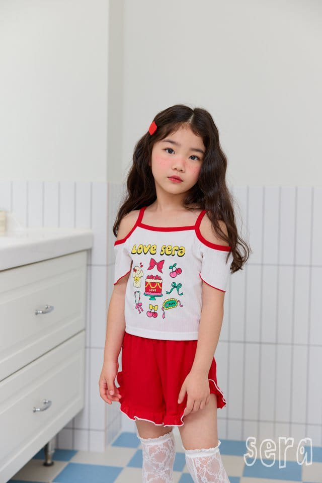 Sera - Korean Children Fashion - #littlefashionista - Love Cap Sleeveless Top Bottom Set - 5