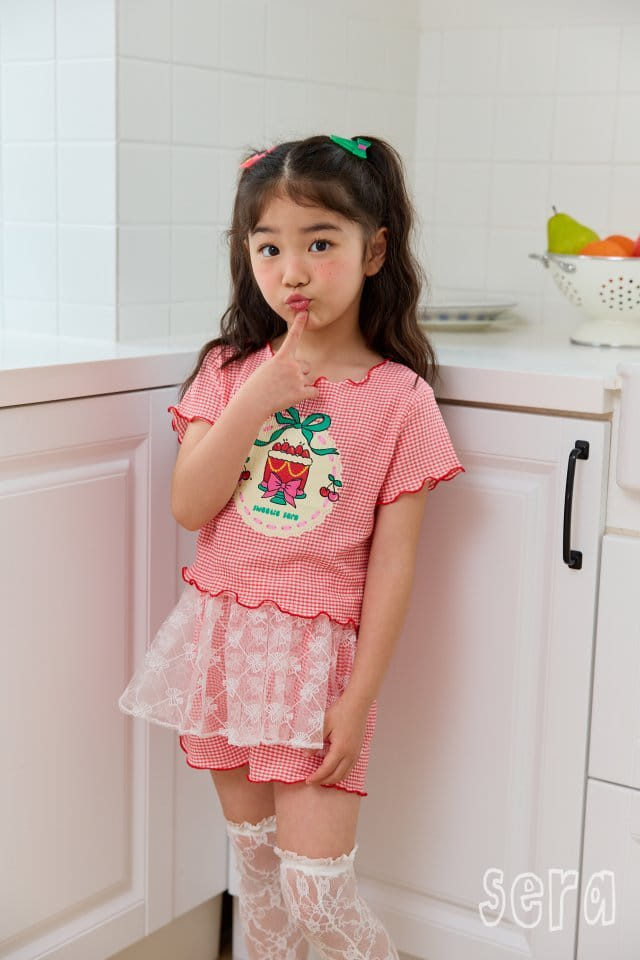 Sera - Korean Children Fashion - #prettylittlegirls - Check Sha Pants Top Bottom Set - 5