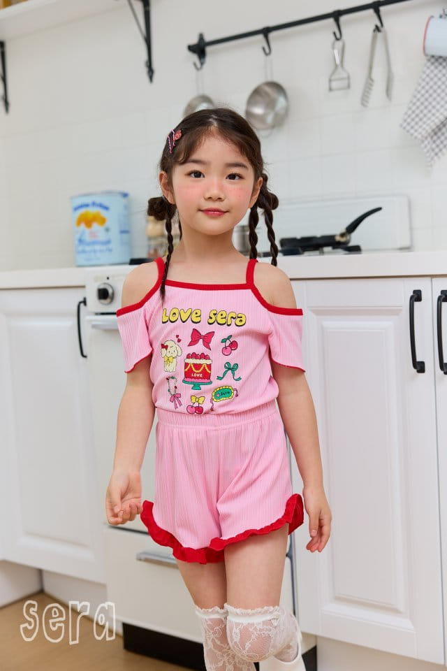 Sera - Korean Children Fashion - #stylishchildhood - Love Cap Sleeveless Top Bottom Set - 11