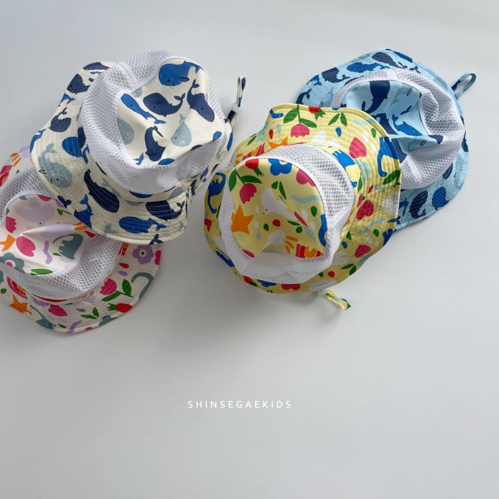Shinseage Kids - Korean Children Fashion - #todddlerfashion - Flower Whale Mesh Bucket Hat - 7