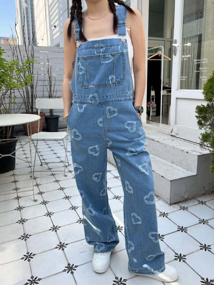 Solar - Korean Women Fashion - #womensfashion - Heart Dungarees Pants - 4