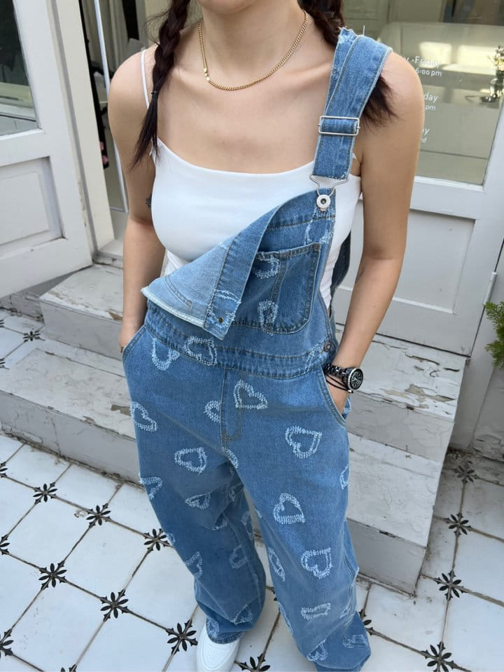 Solar - Korean Women Fashion - #momslook - Heart Dungarees Pants - 6