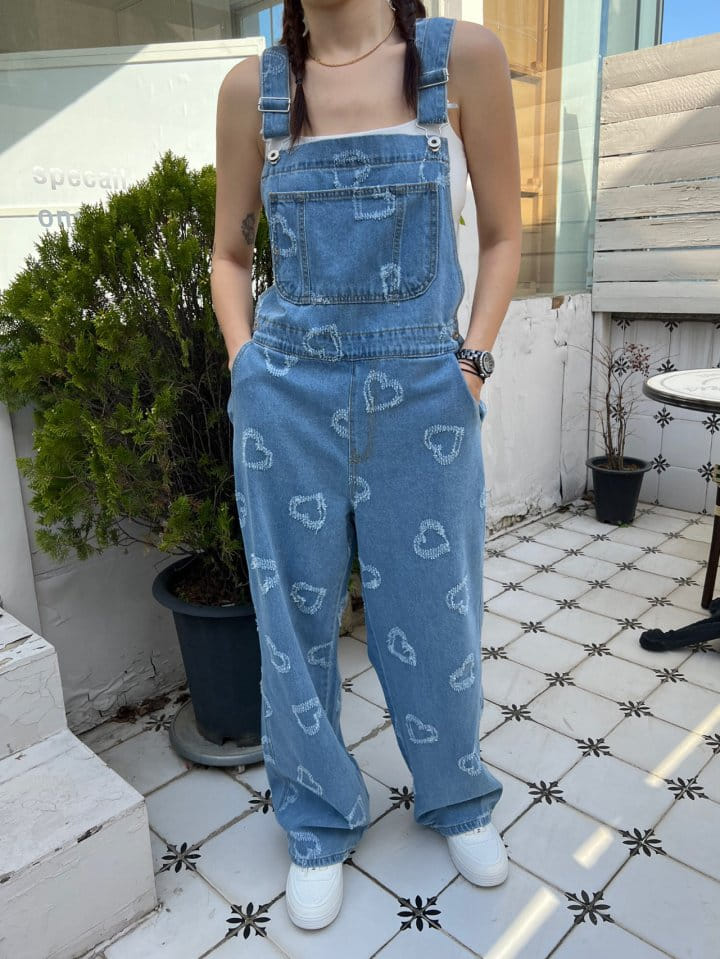 Solar - Korean Women Fashion - #momslook - Heart Dungarees Pants - 8