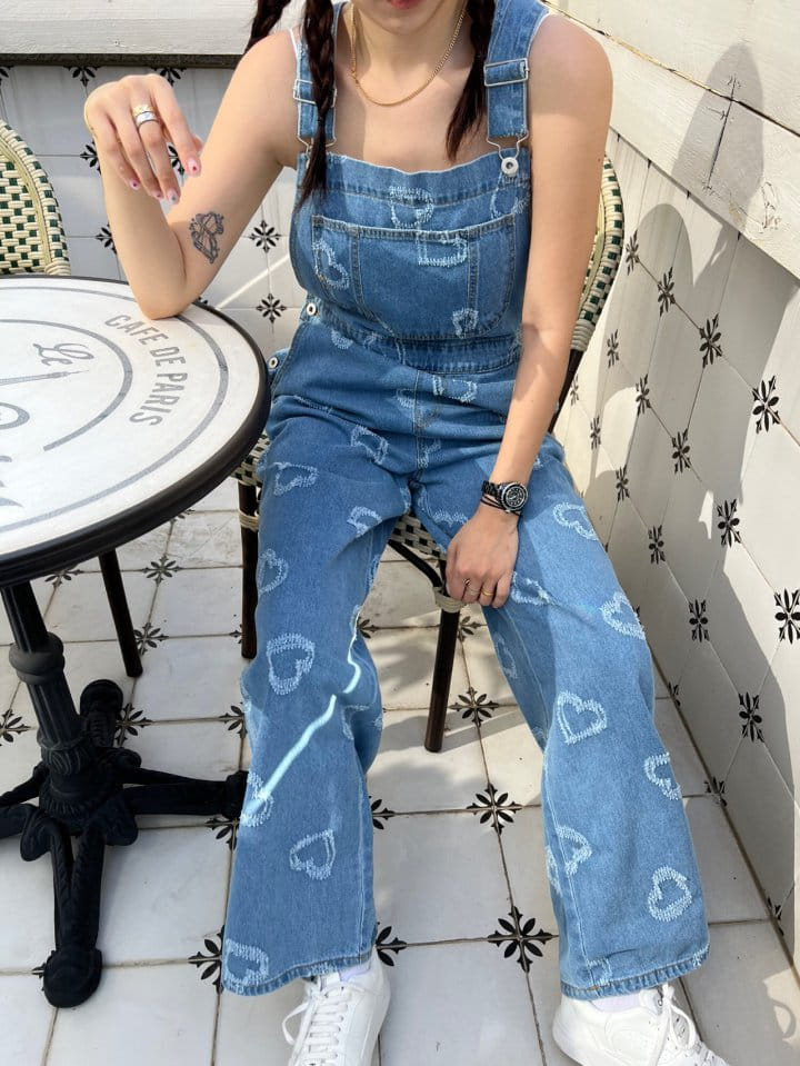 Solar - Korean Women Fashion - #womensfashion - Heart Dungarees Pants