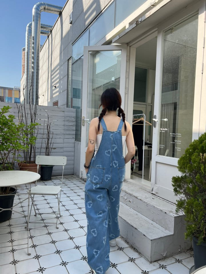 Solar - Korean Women Fashion - #womensfashion - Heart Dungarees Pants - 3