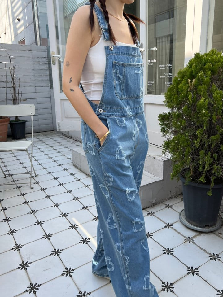 Solar - Korean Women Fashion - #womensfashion - Heart Dungarees Pants - 5