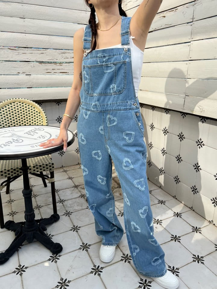 Solar - Korean Women Fashion - #womensfashion - Heart Dungarees Pants - 7