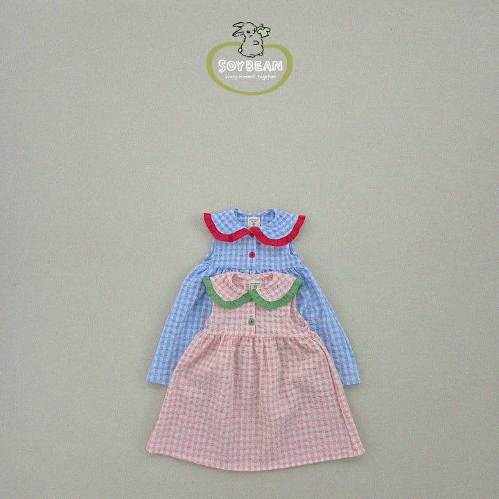 Soybean - Korean Children Fashion - #kidzfashiontrend - Check Collar One-Piece - 4