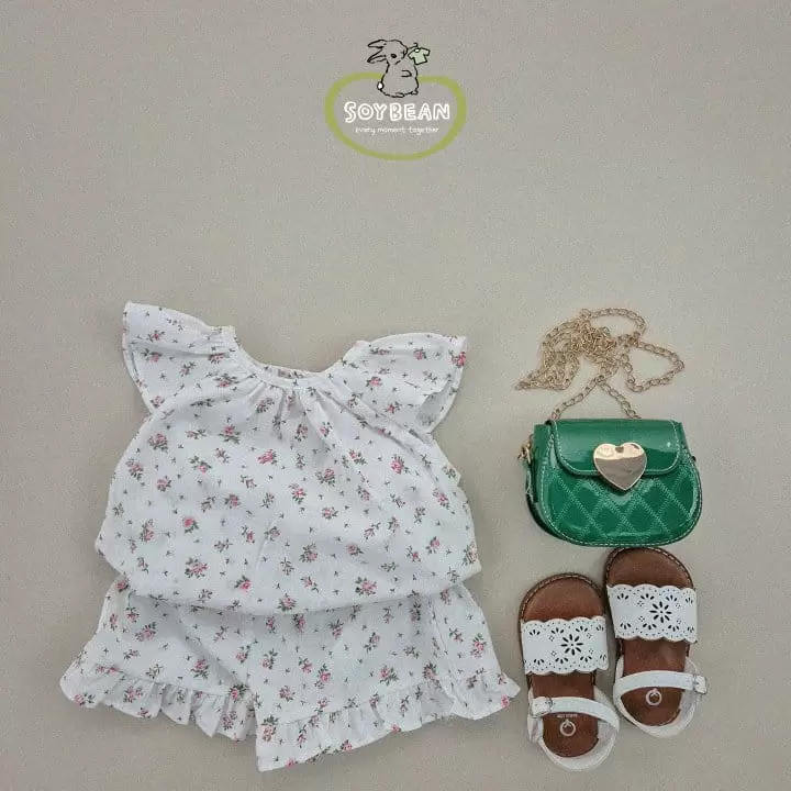 Soybean - Korean Children Fashion - #childrensboutique - Wing Flower Blouse Top Bottom Set - 9