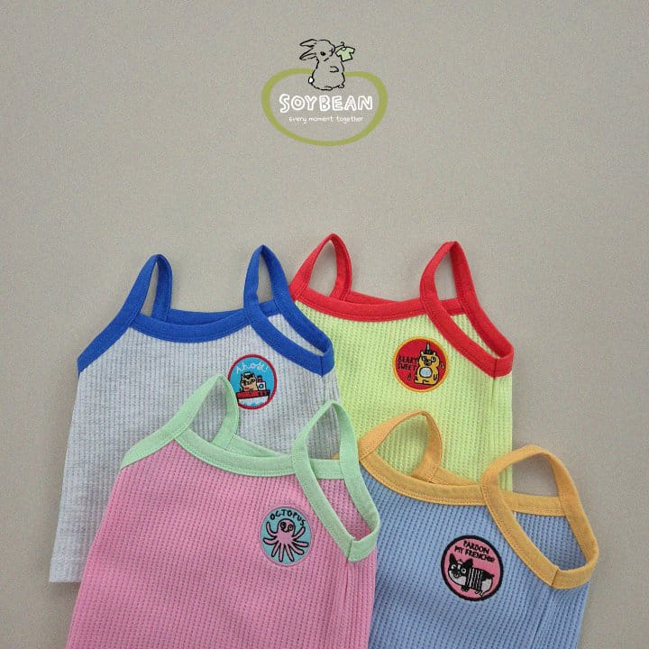 Soybean - Korean Children Fashion - #designkidswear - String Sleeveless Waffle Top Bottom Set - 11