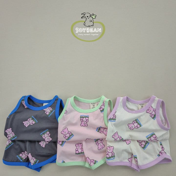 Soybean - Korean Children Fashion - #designkidswear - Bear Doll Sleeveless Top Bottom Set - 8