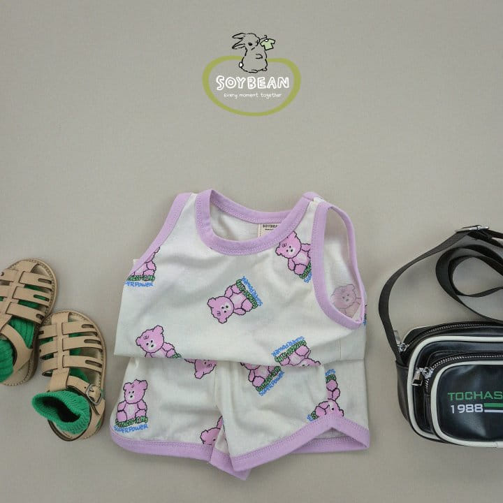 Soybean - Korean Children Fashion - #discoveringself - Bear Doll Sleeveless Top Bottom Set - 9