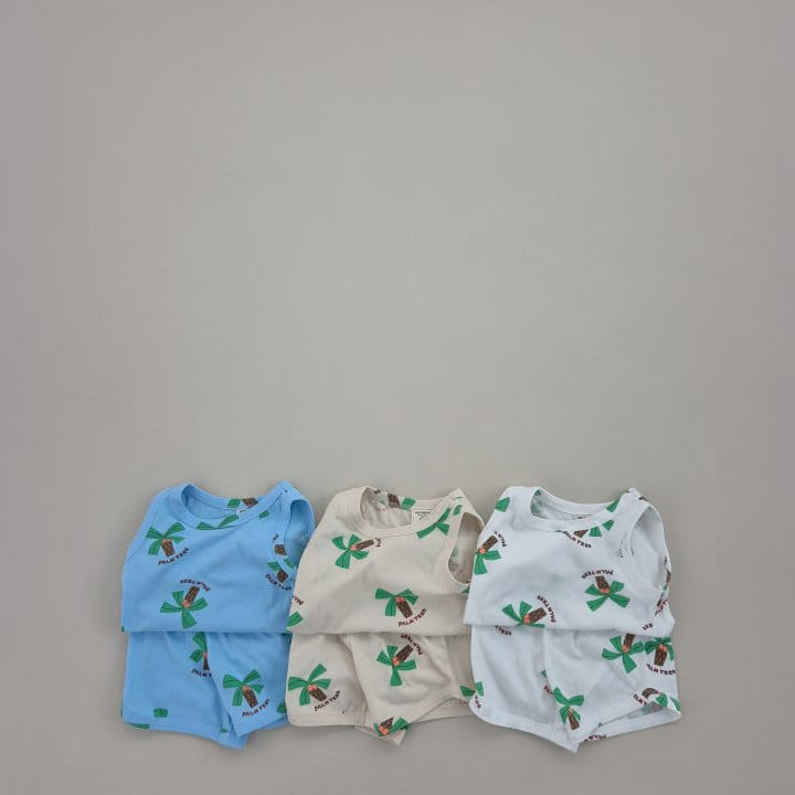 Soybean - Korean Children Fashion - #discoveringself - Palm Sleeveless Top Bottom Set