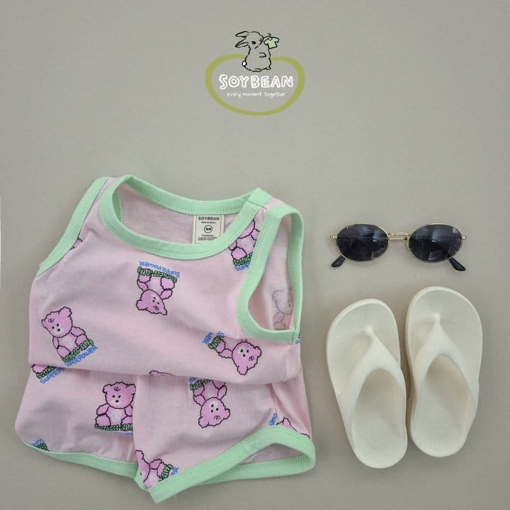 Soybean - Korean Children Fashion - #fashionkids - Bear Doll Sleeveless Top Bottom Set - 10