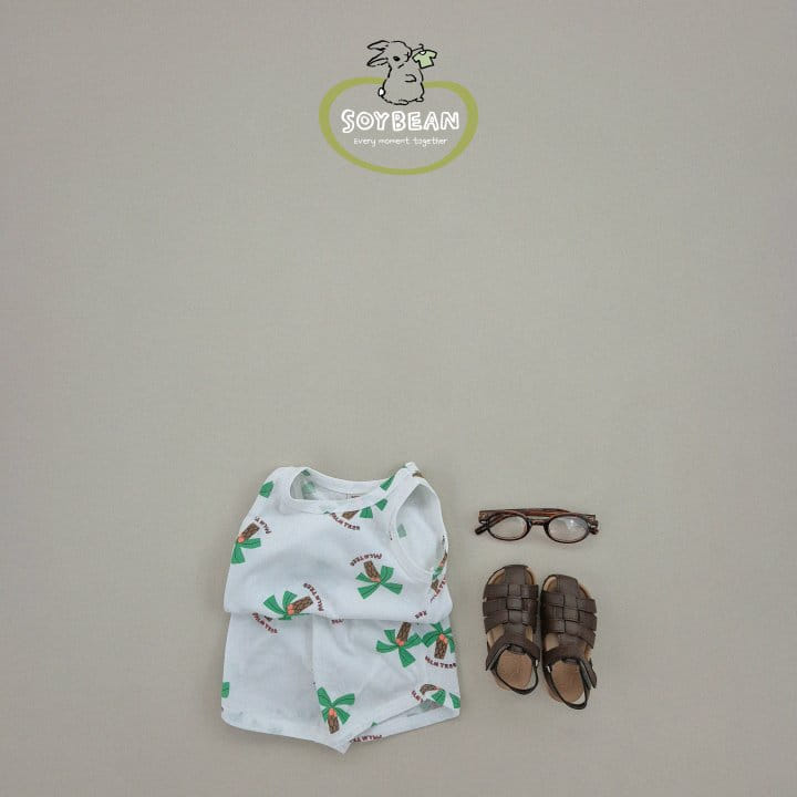 Soybean - Korean Children Fashion - #fashionkids - Palm Sleeveless Top Bottom Set - 2