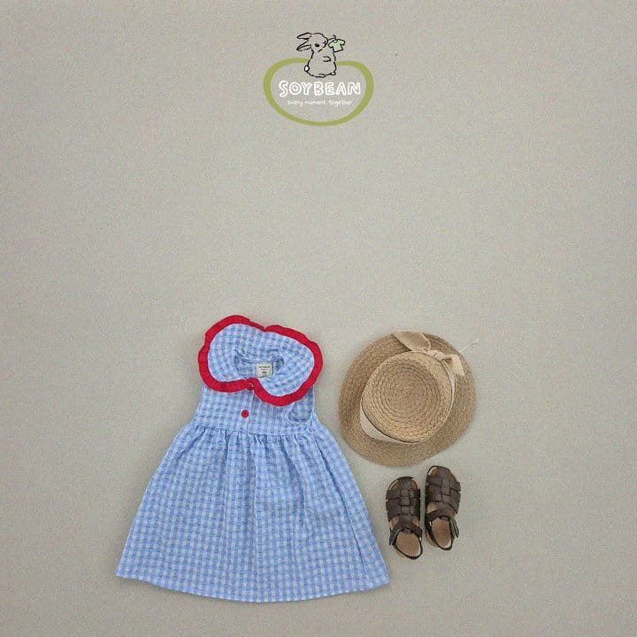 Soybean - Korean Children Fashion - #kidzfashiontrend - Check Collar One-Piece - 3