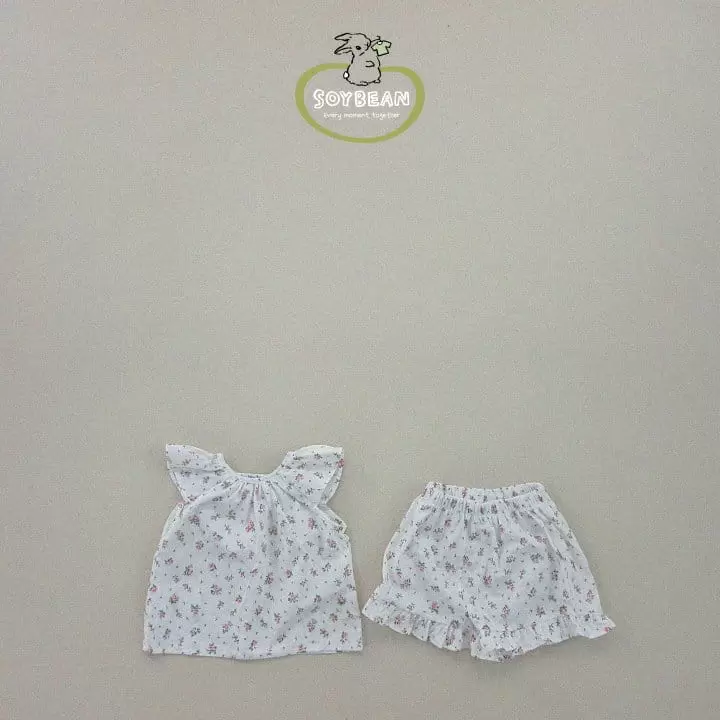 Soybean - Korean Children Fashion - #minifashionista - Wing Flower Blouse Top Bottom Set - 5