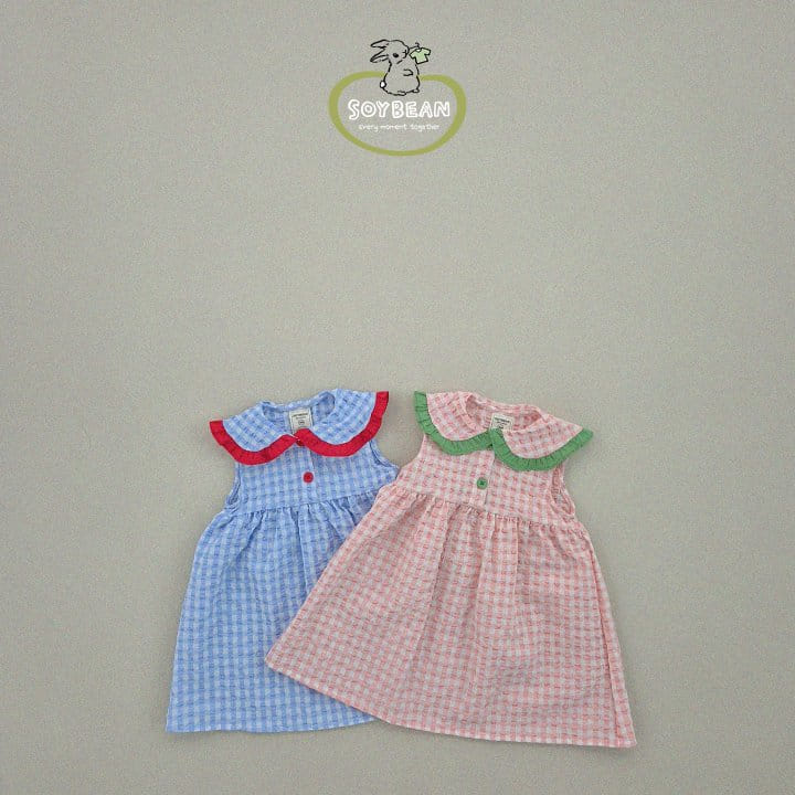 Soybean - Korean Children Fashion - #prettylittlegirls - Check Collar One-Piece - 8