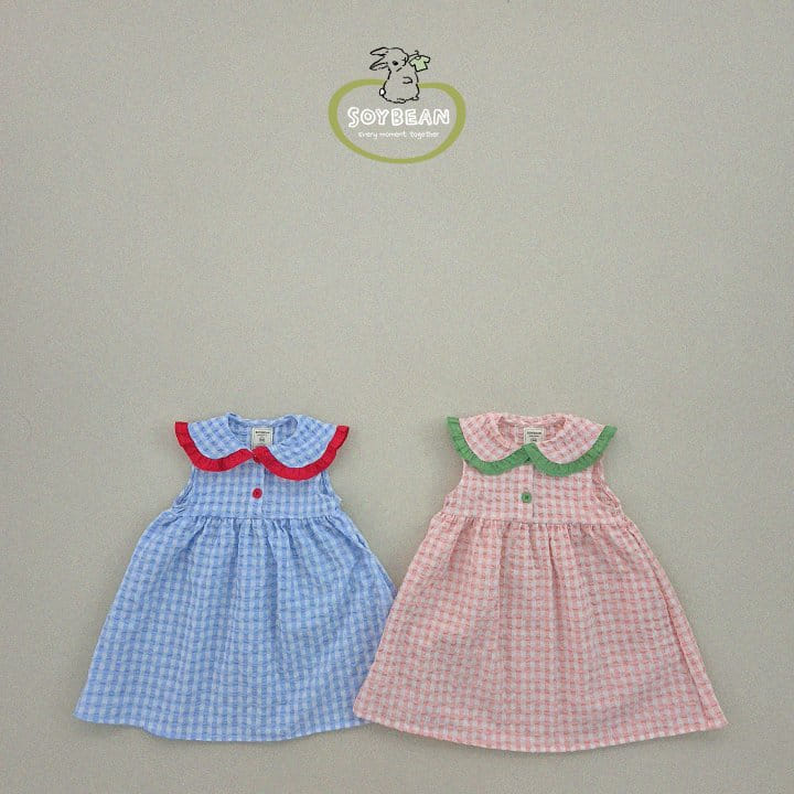 Soybean - Korean Children Fashion - #stylishchildhood - Check Collar One-Piece - 11