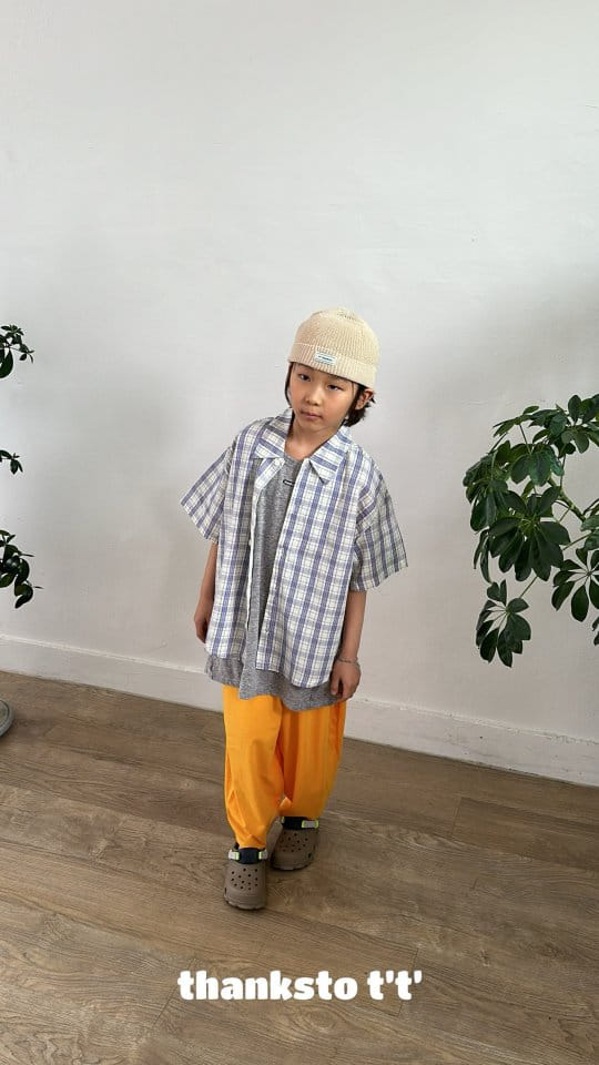 Thanksto TT - Korean Children Fashion - #kidsshorts - Summer Check Shirt - 8