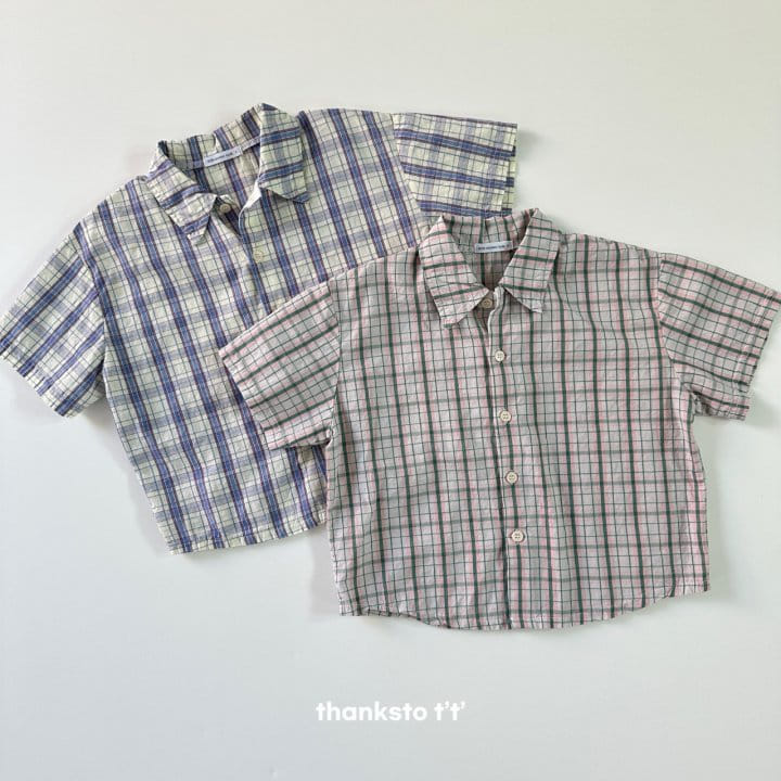 Thanksto TT - Korean Children Fashion - #stylishchildhood - Summer Check Shirt - 2