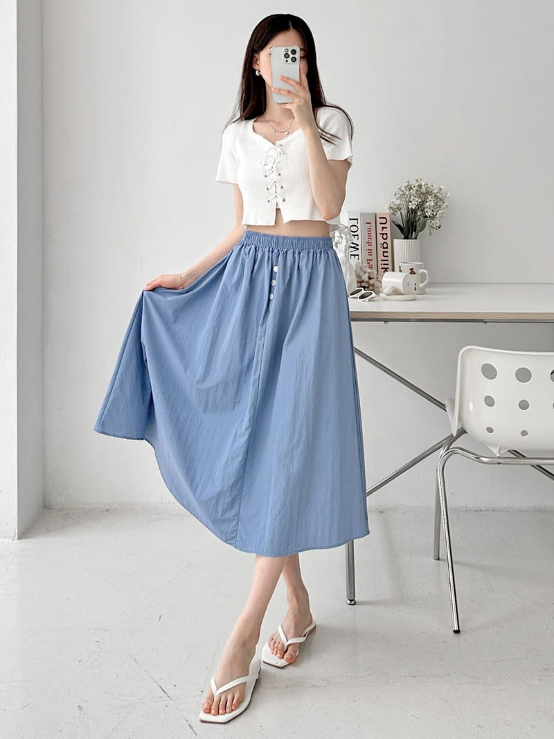 Theggllim - Korean Women Fashion - #momslook - Button Banding Skirt