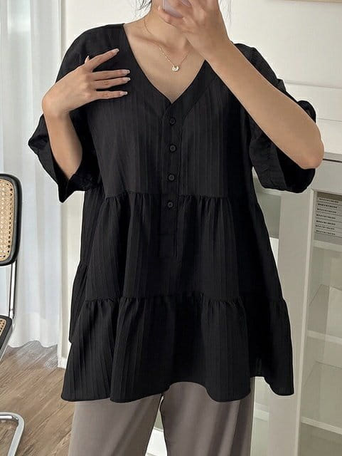 Theggllim - Korean Women Fashion - #restrostyle - Frill Kan Kan Blouse - 5