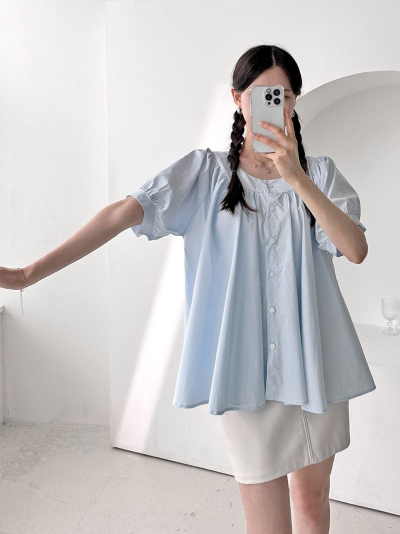 Theggllim - Korean Women Fashion - #womensfashion - Round Shirring Blouse - 2