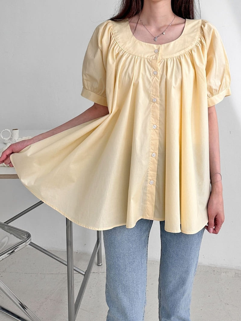 Theggllim - Korean Women Fashion - #womensfashion - Round Shirring Blouse - 6