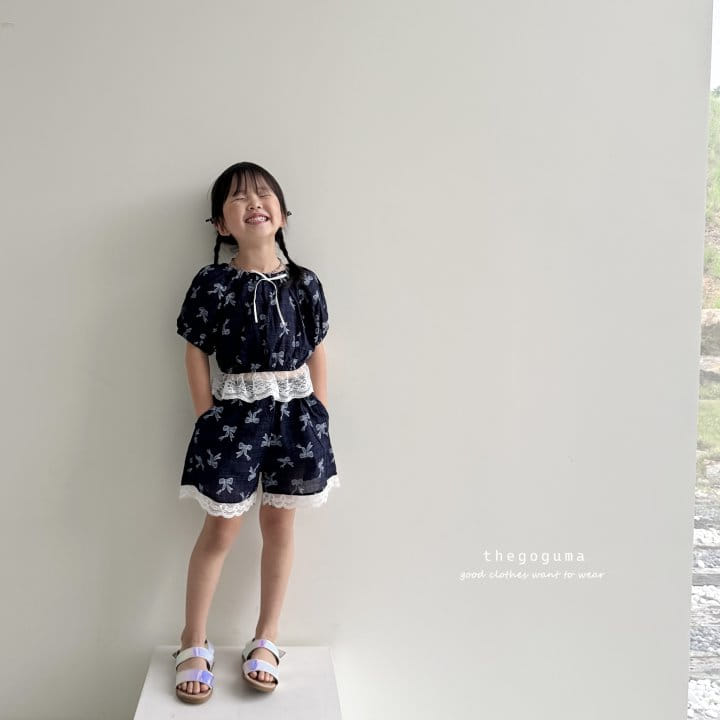 Thegoguma - Korean Children Fashion - #fashionkids - Ribbon Frill Top Bottom Set - 2