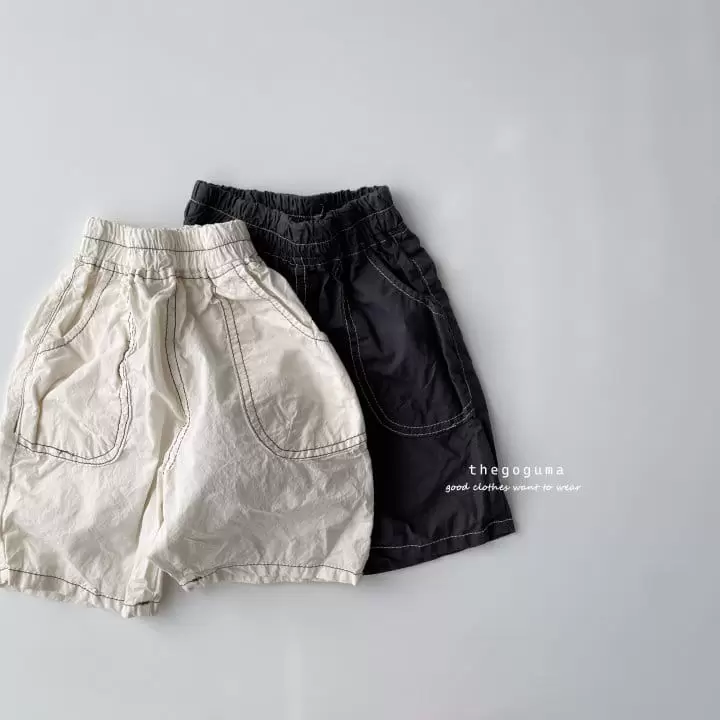 Thegoguma - Korean Children Fashion - #minifashionista - Stitch Pocket Cropped Shorts