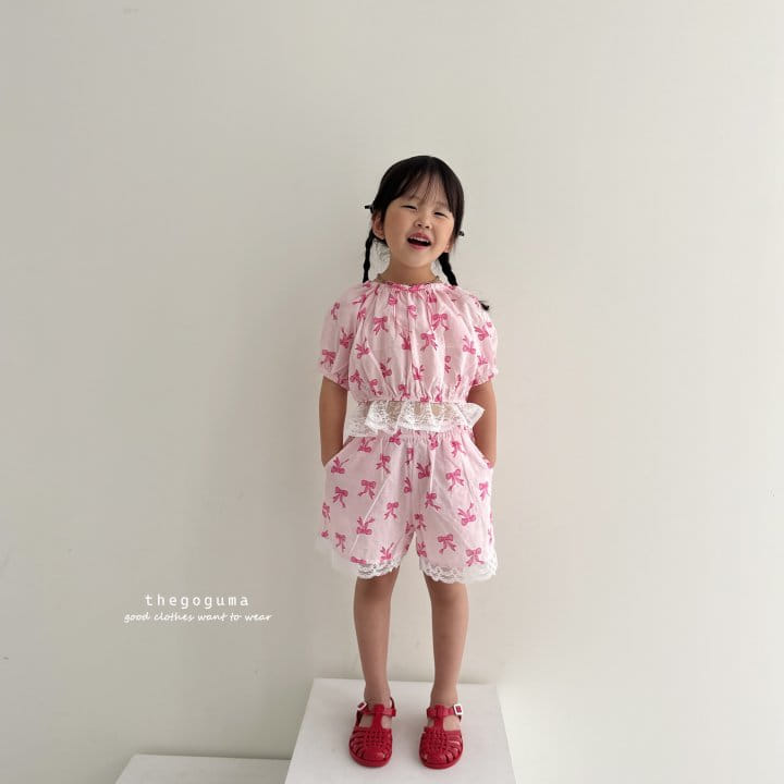 Thegoguma - Korean Children Fashion - #todddlerfashion - Ribbon Frill Top Bottom Set - 11