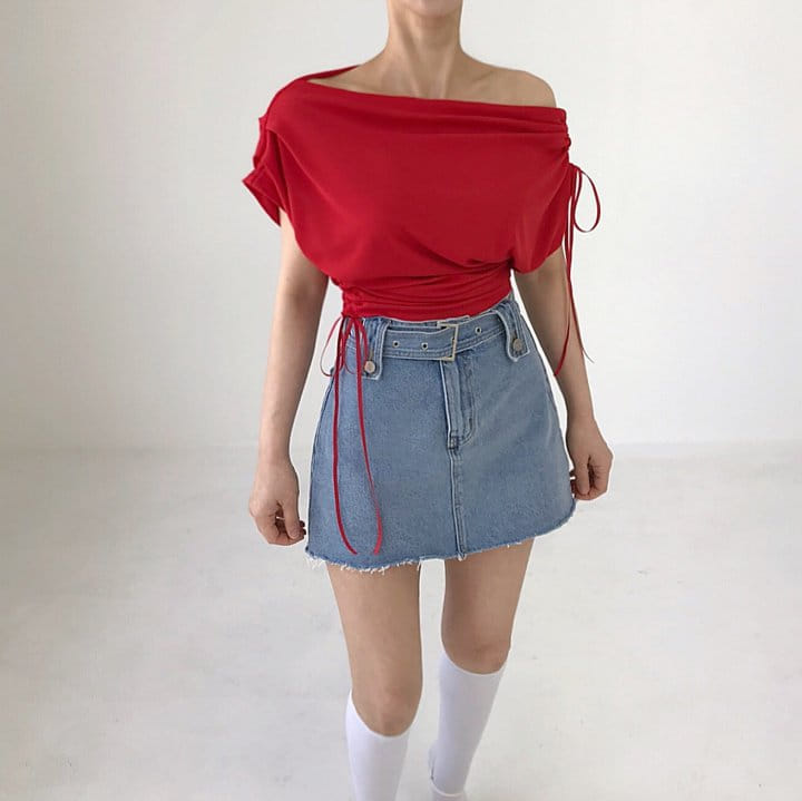 Twomoon - Korean Women Fashion - #momslook - Lumpy Unbalance Shirring Top - 9