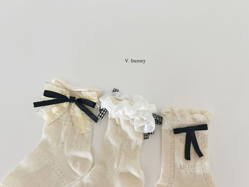 V Bunny - Korean Children Fashion - #kidsshorts - Check Ribbon Socks Set - 4