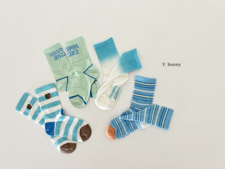 V Bunny - Korean Children Fashion - #kidsstore - Gra Socks Set - 8