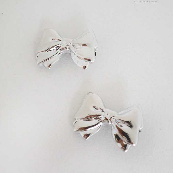 Zan Clover - Korean Children Fashion - #childofig - Silver Ribbon Hair Clip