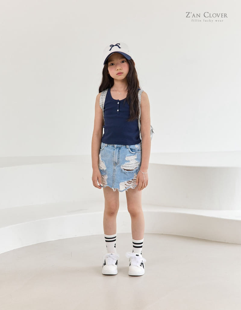 Zan Clover - Korean Children Fashion - #prettylittlegirls - Vintage Denim Skirt - 4