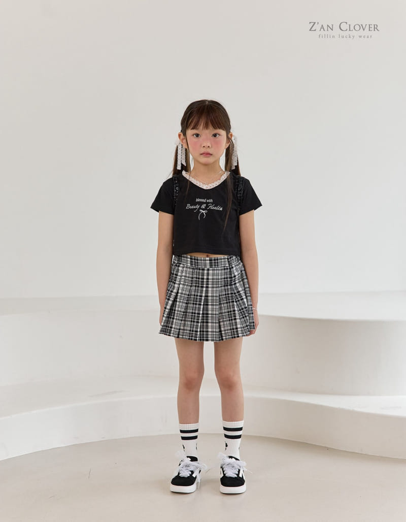 Zan Clover - Korean Children Fashion - #childofig - Mono Check Pleats Skirt - 3